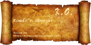 Komán Oberon névjegykártya